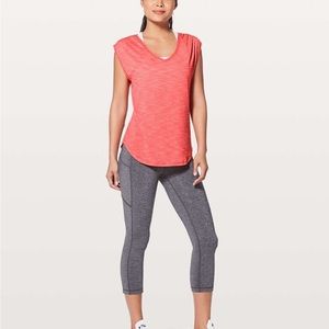 NEW Sweat times short sleeve shirt Lululemon tennis running Luon cape red orange